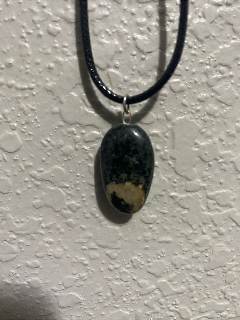 Handcrafted Green and Cream Stone Pendant Necklace
